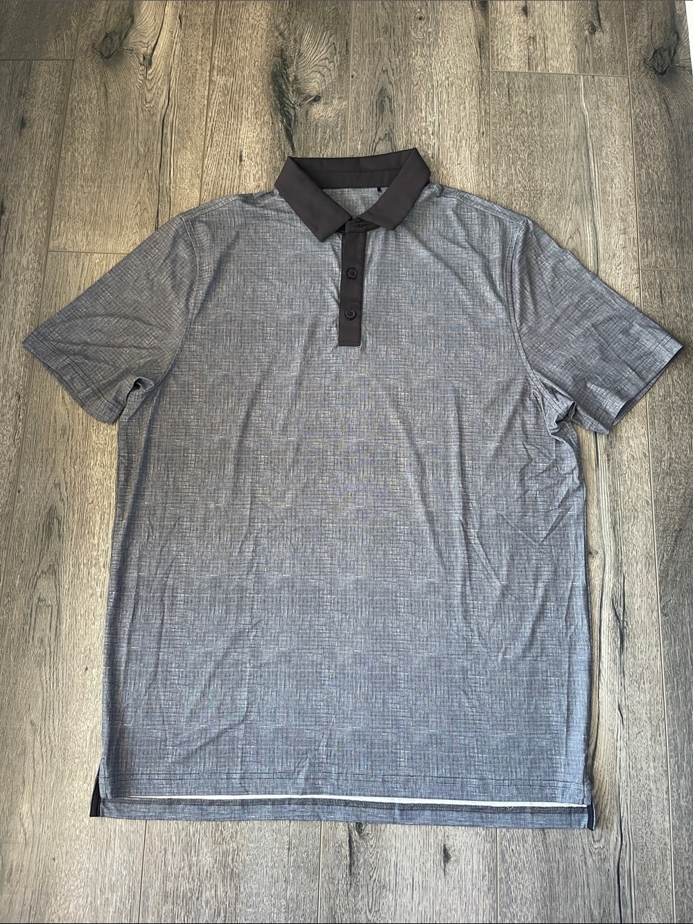 Men's Heather Gray Polo with Dark Contrast Collar